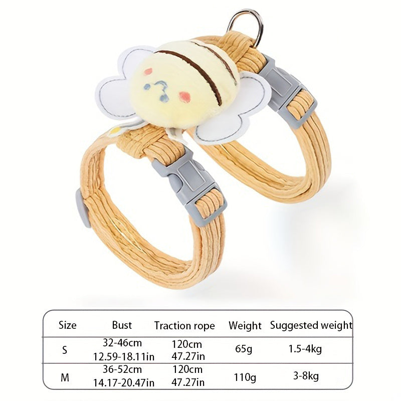 The Cartoon Bee Pet Harness Leash &amp; Collar Set