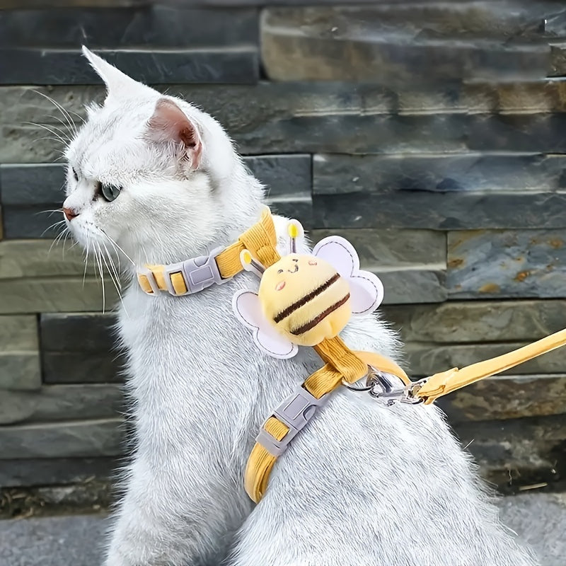 The Cartoon Bee Pet Harness Leash &amp; Collar Set